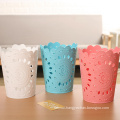 Multipurpose Lace Hollow Patterned Pen Barrel Tabletop Small Trash Can Basket